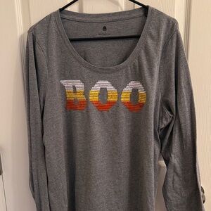 Gray Long Sleeve 'BOO' Shirt